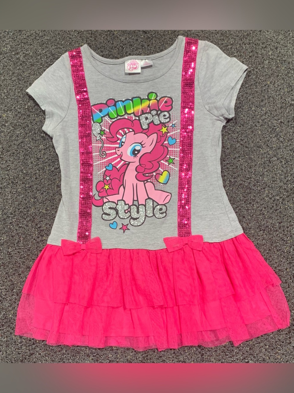 My Little Pony Pinkie Pie girls 10/12 sequined shimmery layered tulle dress